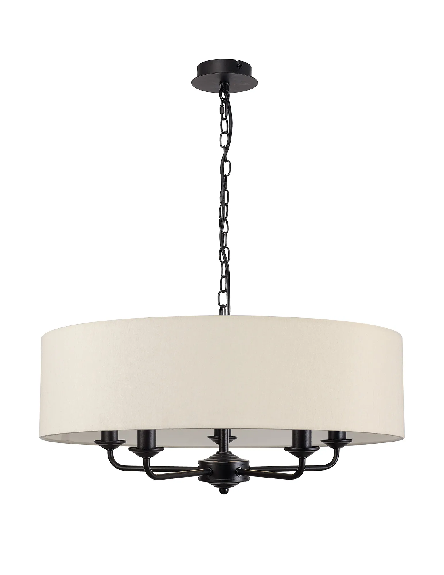 Banyan 60cm 5 Light Pendant Matt Black, Ivory Pearl DK1017  Deco Banyan MB IV